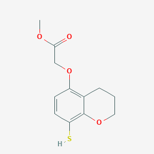 molecular formula C12H14O4S B8403291 (8-Mercapto-chroman-5-yloxy)-acetic acid methyl ester 