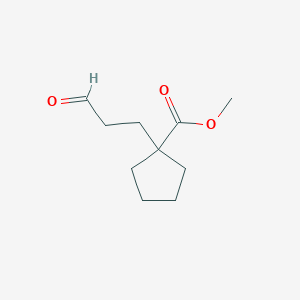 molecular formula C10H16O3 B8403303 1-(3-Oxo-propyl)cyclopentanecarboxylic acid methyl ester 