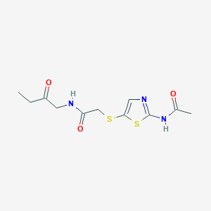 molecular formula C11H15N3O3S2 B8403317 [[2-(acetylamino)-5-thiazolyl]thio]-N-(2-oxobutyl)acetamide 