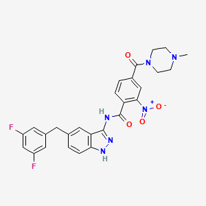 molecular formula C27H24F2N6O4 B8403380 N-[5-(3,5-Difluoro-benzyl)-1H-indazol-3-yl]-4-(4-methyl-piperazine-1-carbonyl)-2-nitro-benzamide 
