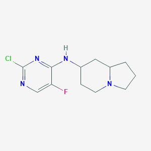 molecular formula C12H16ClFN4 B8403549 N-(2-chloro-5-fluoropyrimidin-4-yl)octahydroindolizin-7-amine 
