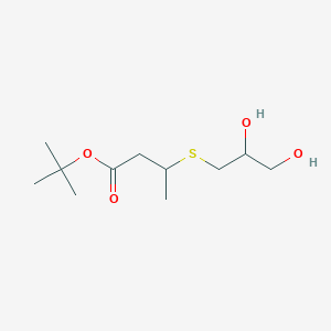molecular formula C11H22O4S B8403649 6,7Dihydroxy-3methyl-4-thiaheptanoic acid t-butyl ester 