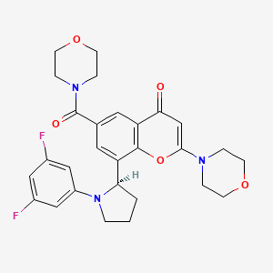 molecular formula C28H29F2N3O5 B8403725 8-[(2R)-1-(3,5-difluorophenyl)pyrrolidin-2-yl]-6-(morpholine-4-carbonyl)-2-morpholino-chromen-4-one 