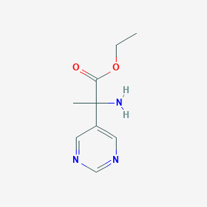 molecular formula C9H13N3O2 B8404004 Ethyl 2-amino-2-(pyrimidin-5-yl)propanoate 