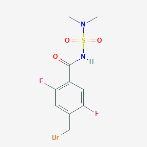 molecular formula C10H11BrF2N2O3S B8404227 4-(Bromomethyl)-N-[(dimethylamino)sulfonyl]-2,5-difluorobenzamide 