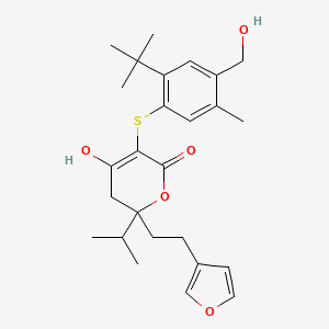 5-[2-tert-butyl-4-(hydroxymethyl)-5-methyl-phenyl]sulfanyl-2-[2-(3-furyl)ethyl]-4-hydroxy-2-isopropyl-3H-pyran-6-one