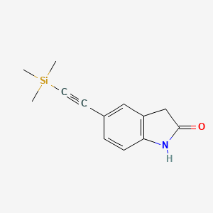 molecular formula C13H15NOSi B8404362 5-((Trimethylsilyl)ethynyl)indolin-2-one 