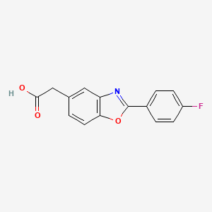 molecular formula C15H10FNO3 B8404372 2(4-Fluorophenyl)5-benzoxazole acetic acid 