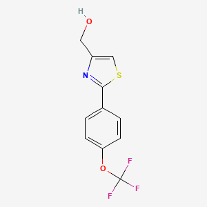 molecular formula C11H8F3NO2S B8404397 4-Thiazolemethanol, 2-[4-(trifluoromethoxy)phenyl]- 
