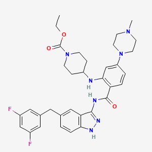 molecular formula C34H39F2N7O3 B8404421 ethyl 4-{[2-{[5-(3,5-difluorobenzyl)-1H-indazol-3-yl]carbamoyl}-5-(4-methylpiperazin-1-yl)phenyl]amino}piperidine-1-carboxylate 