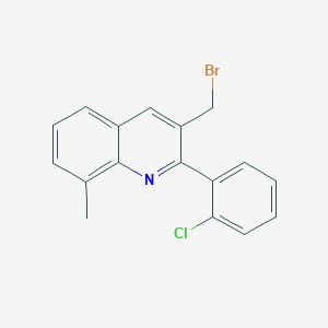 molecular formula C17H13BrClN B8404599 3-(Bromomethyl)-2-(2-chlorophenyl)-8-methylquinoline 