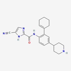 molecular formula C22H25N5O B8404787 4-Cyano-N-(2-Cyclohex-1-En-1-Yl-4-Piperidin-4-Ylphenyl)-1h-Imidazole-2-Carboxamide 