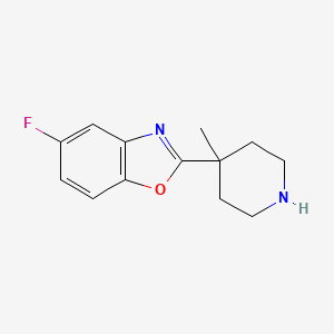 molecular formula C13H15FN2O B8404794 5-Fluoro-2-(4-methylpiperidin-4-yl)-benzoxazole 