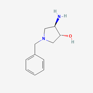 molecular formula C11H16N2O B8404856 trans-3-Amino-1-benzyl-4-hydroxy-pyrrolidine 