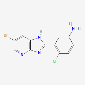 molecular formula C12H8BrClN4 B8404889 3-[6-bromo-1H-imidazo[4,5-b]pyridin-2-yl]-4-chloroaniline 