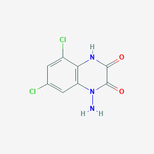 molecular formula C8H5Cl2N3O2 B8404893 1-Amino-5,7-dichloro-1,4-dihydro-2,3-quinoxalinedione 