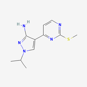 molecular formula C11H15N5S B8404960 1-isopropyl-4-(2-(methylthio)pyrimidin-4-yl)-1H-pyrazol-3-amine 