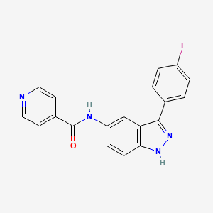 molecular formula C19H13FN4O B8404965 n-[3-(4-Fluorophenyl)(1h-indazol-5-yl)]-4-pyridylcarboxamide 