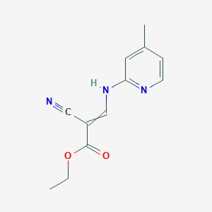 molecular formula C12H13N3O2 B8404972 Ethyl 2-cyano-3-(4-methyl-2-pyridylamino)acrylate 