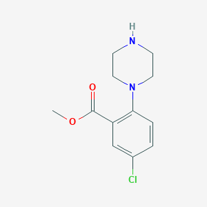 molecular formula C12H15ClN2O2 B8404975 Methyl 5-Chloro-2-(1-piperazinyl)benzoate 