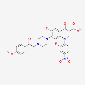 molecular formula C29H24F2N4O7 B8405006 7-[4-(4-Methoxyphenacyl)piperazino]-1-(2-fluoro-4-nitrophenyl)-4-oxo-6-fluoro-1,4-dihydroquinoline-3-carboxylic acid 
