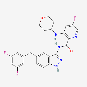 molecular formula C25H22F3N5O2 B8405135 N-[5-(3,5-difluorobenzyl)-1H-indazol-3-yl]-5-fluoro-3-(tetrahydro-2H-pyran-4-ylamino)pyridine-2-carboxamide 