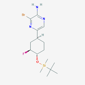 molecular formula C16H27BrFN3OSi B8405325 3-bromo-5-((1S,3S,4S)-4-((tert-butyldimethylsilyl)oxy)-3-fluorocyclohexyl)pyrazin-2-amine 