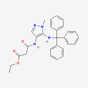 molecular formula C28H28N4O3 B8405370 ethyl 3-{[1-methyl-5-(tritylamino)-1H-pyrazol-4-yl]amino}-3-oxopropanoate 