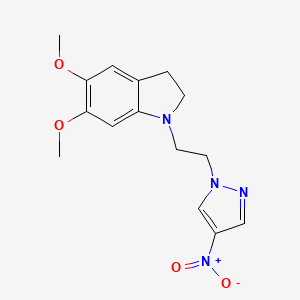molecular formula C15H18N4O4 B8405396 5,6-dimethoxy-1-(2-(4-nitro-1H-pyrazol-1-yl)ethyl)indoline 