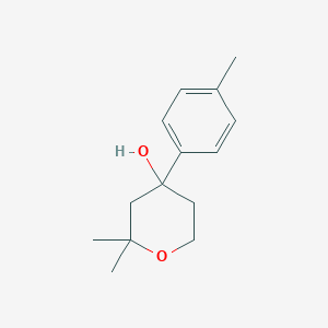 molecular formula C14H20O2 B8405405 2,2-Dimethyl-4-(4-methylphenyl)oxan-4-ol 