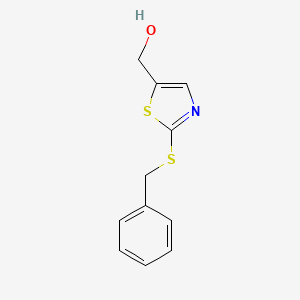 molecular formula C11H11NOS2 B8405407 2-Benzylsulfanyl-5-hydroxymethyl-thiazole 