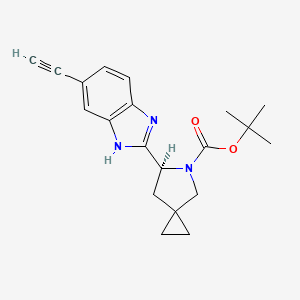 molecular formula C20H23N3O2 B8405507 tert-Butyl (S)-6-(6-ethynyl-1H-benzo[d]imidazol-2-yl)-5-azaspiro[2.4]heptane-5-carboxylate 