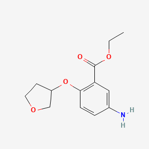 molecular formula C13H17NO4 B8405574 5-Amino-2-(tetrahydrofuran-3-yloxy)-benzoic acid ethylester 