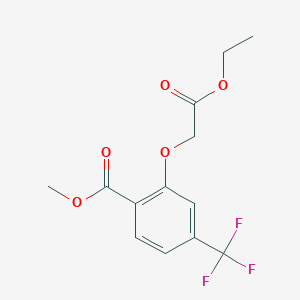 molecular formula C13H13F3O5 B8405609 2-Ethoxycarbonylmethoxy-4-trifluoromethyl-benzoic acid methyl ester 