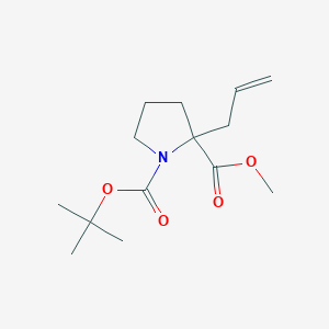 molecular formula C14H23NO4 B8405641 1-(tert-Butoxycarbonyl)-2-allylpyrrolidine-2-carboxylic acid methyl ester 