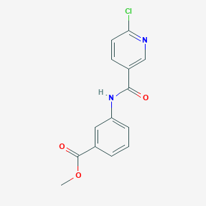 molecular formula C14H11ClN2O3 B8405728 3-[(6-Chloro-pyridine-3-carbonyl)-amino]-benzoic acid methyl ester 