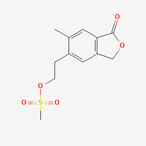 molecular formula C12H14O5S B8405792 2-(6-Methyl-1-oxo-1,3-dihydro-2-benzofuran-5-yl)ethyl methanesulfonate 