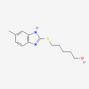 molecular formula C13H18N2OS B8405988 2-(5-Hydroxypentylthio)-5-methylbenzimidazole 