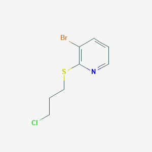 molecular formula C8H9BrClNS B8405994 3-Bromo-2-((3-chloropropyl)thio)pyridine 
