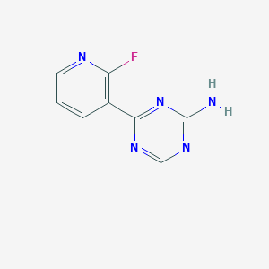 molecular formula C9H8FN5 B8405998 4-(2-Fluoropyridin-3-yl)-6-methyl-1,3,5-triazin-2-amine 