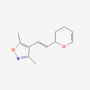 molecular formula C12H15NO2 B8406037 4-[2-(3,4-Dihydro-2H-pyran-2-yl)ethenyl]-3,5-dimethyl-1,2-oxazole CAS No. 28458-37-9