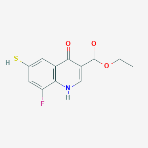 molecular formula C12H10FNO3S B8406089 Ethyl 8-fluoro-4-hydroxy-6-sulfanyl-3-quinolinecarboxylate 