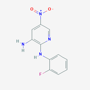 molecular formula C11H9FN4O2 B8406103 2-(2-Fluoroanilino)-3-amino-5-nitropyridine 