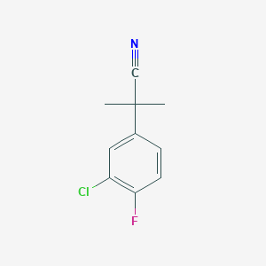 molecular formula C10H9ClFN B8406129 2-(3-Chloro-4-fluorophenyl)-2-methylpropanenitrile 