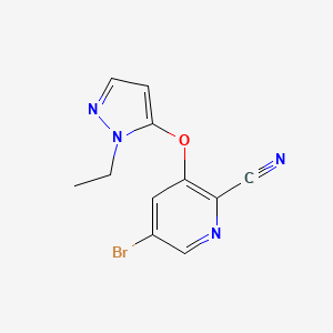 molecular formula C11H9BrN4O B8406177 5-bromo-3-(1-ethyl-1H-pyrazol-5-yloxy)picolinonitrile 