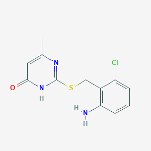 molecular formula C12H12ClN3OS B8406240 2-{[(2-Amino-6-chlorophenyl)methyl]sulfanyl}-6-methylpyrimidin-4-ol 