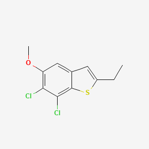 molecular formula C11H10Cl2OS B8406515 6,7-Dichloro-2-ethyl-5-methoxybenzo[b]thiophene 