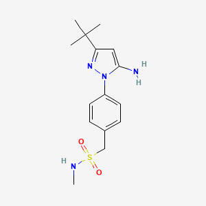 molecular formula C15H22N4O2S B8406571 1-(4-(5-Amino-3-tert-butyl-1H-pyrazol-1-yl)phenyl)-N-methyl methanesulfonamide 