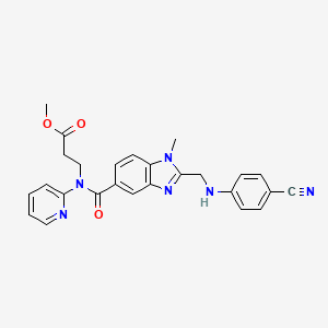 molecular formula C26H24N6O3 B8406609 Methyl 3-(2-(((4-cyanophenyl)amino)methyl)-1-methyl-N-(pyridin-2-yl)-1H-benzo[d]imidazole-5-carboxamido)propanoate CAS No. 211916-39-1