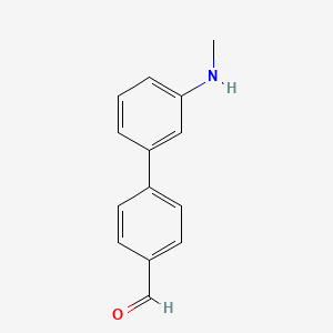 molecular formula C14H13NO B8406628 3'-Methylaminobiphenyl-4-carbaldehyde 